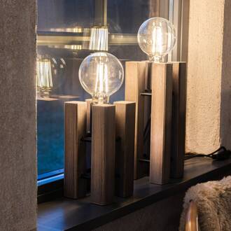 Lodge tafellamp, hoogte 36 cm, bruin, hout walnoot