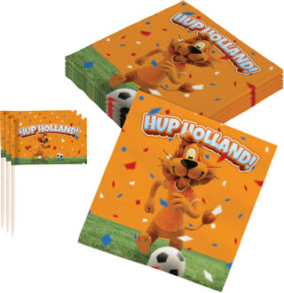 Loeki de Leeuw 50x Cocktailprikkers en 24x servetten Hup Holland - Cocktailprikkers