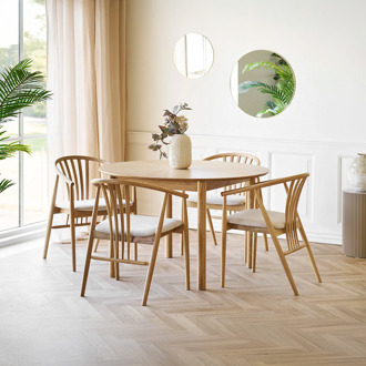 Loet uitschuifbare houten eettafel naturel - 120 - 220 x 75 cm Bruin