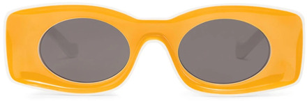 Loewe Gele en witte rechthoekige zonnebril Loewe , Yellow , Dames - ONE Size