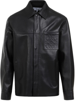 Loewe Leather Jackets Loewe , Black , Heren