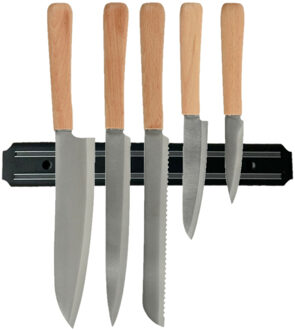 Löwenthal Magnetische messenhouder strip - zwart - voor aan muur - 33 x 5 cm