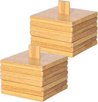 Löwenthal Onderzetters voor glazen - 12x stuks - bruin - bamboe hout - 9 x 9 cm