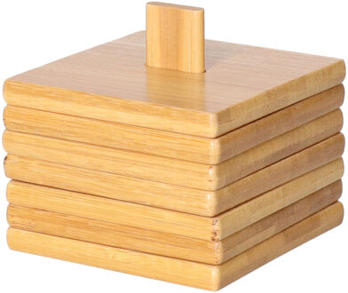 Löwenthal Onderzetters voor glazen - 6x stuks - bruin - bamboe hout - 9 x 9 cm