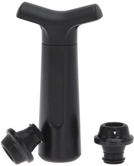 Löwenthal Vacuum wijnpomp incl 4x flessenstoppers - zwart - kunststof - H17 cm