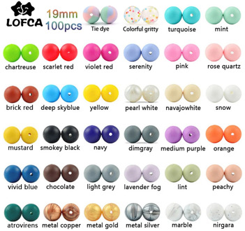 LOFCA 100pcs 19mm Round Shaped Silicone Beads Baby Teether BPA-Free Food Grade Baby Toy DIY Jewelry Necklace Nursing Accessories