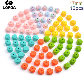 LOFCA 10pcs 17mm Hexagon Silicone Beads for DIY Teething Necklace Pendant Silicone Teething Beads Food Grade Teething Beads