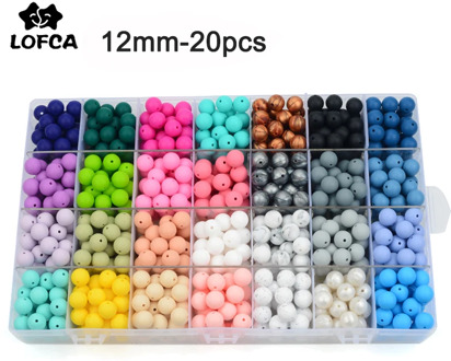 LOFCA 12mm 20pcs/lot Silicone Round Beads food grade BPA Free silicone Teether Beads Baby Chewable Teething Beads Toys for DIY
