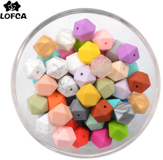 LOFCA 15pcs 17mm Hexagon Silicone Beads for DIY Teething Necklace Pendant Silicone Teething Beads Food Grade Teething Beads
