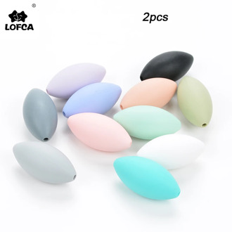 LOFCA 2pcs Rugby Silicone Beads For Making Teething Necklace Pendant Toy For Baby Teether BPA Free Food Grade Silicone Beads