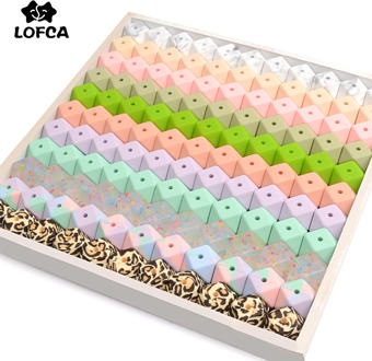 LOFCA 50pcs 17mm Hexagon Silicone Beads for Teething Necklace Pendant Pacifier Chain BPA Free Food Grade Silicone Teething Beads