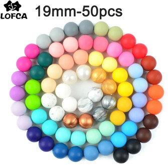 LOFCA 50pcs 19mm Round Shaped Silicone Beads Baby Teether BPA-Free Food Grade Baby Toy DIY Jewelry Necklace Nursing Accessories