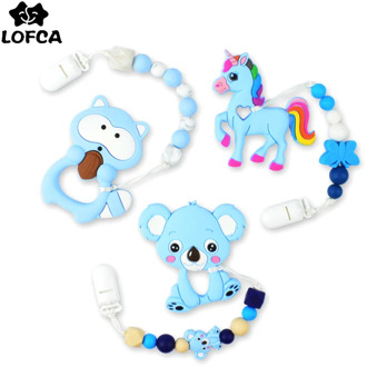 LOFCA Baby Teether Animal Biscuit Ice Cream Pacifier Clips Chain Food Grade silicone Baby Teething Toys BPA-Free Chew Beads