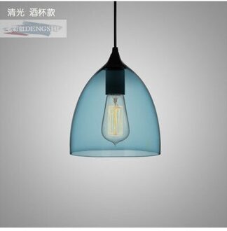 LOFT eenvoudige Industrie E27 Enkele Kop Led Hanglamp Crystal Blauw Glas Koffie Bar Restaurant Woonkamer Opknoping Verlichting