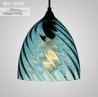 LOFT eenvoudige Industrie E27 Enkele Kop Led Hanglamp Crystal Blauw Glas Koffie Bar Restaurant Woonkamer Opknoping Verlichting