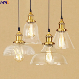 Loft Industrial Pendant Lights Fixtures Glass Metal American Edison Style Retro Pendant Lighting Hanglamp Vintage Lamp Light