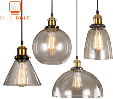 Loft Vintage Pendant Lights Glass Pendant Lamps Industrial Hang lamp Smoky Grey Lamparas De Techo Colgante Modern Lustre Pendent