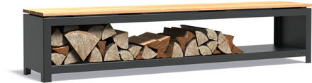 LOGG houtopslag 200 x 40 x 43 cm Zwart