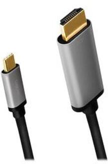 LogiLink CUA0101 USB-C naar HDMI-kabel - 1,8 m, 4K/60Hz - Zwart / Grijs