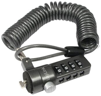 LogiLink PC/Notebook Combinatieslot (spiraalkabel), lengte 1,8m, zwart