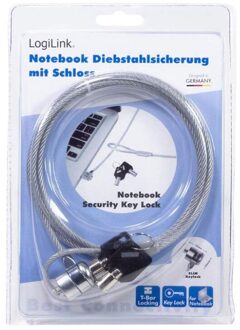 LogiLink PC/Notebook kabelslot met 2 sleutels, lengte 1,5m, zilver - small