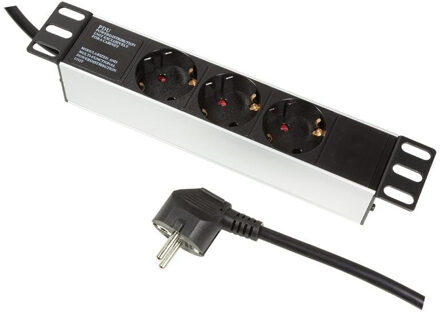 LogiLink PDU3B01 energiedistributie 1U Zwart 3 AC-uitgang(en)