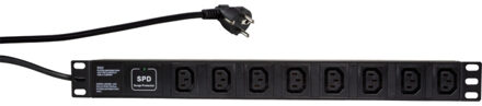 LogiLink PDU8A01 19 inch Patchkast-stekkerdoos 1 HE Apparaatcontactdoos C13 10A Vast inbouw, Met schakelaar Zwart