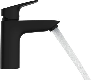 Logis ééngreeps wastafelmengkraan 100 CoolStart met PopUp trekwaste, mat zwart