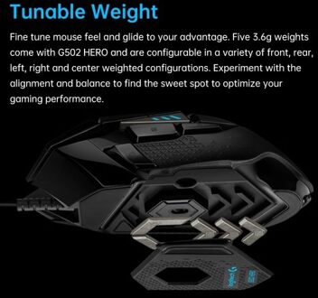 Logitech G502 HERO Wired Gaming Mouse with Adjustable Weights 25K HERO Sensor 25600DPI RGB 11 Programmable Keys Backlight Dual Mode Scroll Wheel