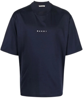Logo Blublack Heren T-Shirt Marni , Blue , Heren - 2Xl,Xl,L,M