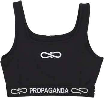 Logo Crop Top Vest Zwart Propaganda , Black , Dames - L,M,S,Xs
