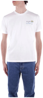 Logo Front T-shirt Wit Katoen Saint Barth , White , Heren - 2Xl,Xl,L
