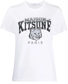 Logo Katoenen T-shirt in Wit Maison Kitsuné , White , Dames - M,S
