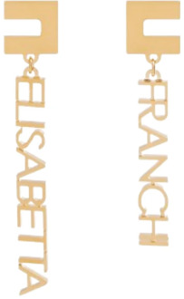 Logo Lettering Metalen Oorbellen met vlindersluiting Elisabetta Franchi , Yellow , Dames - ONE Size