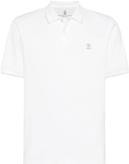 Logo Polo T-shirts Brunello Cucinelli , White , Heren - 2Xl,Xl,L,M