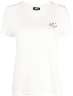 Logo Print Crewneck Wit T-shirt A.p.c. , White , Dames - M