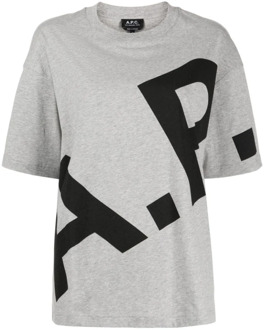 Logo Print Grijze T-shirts en Polos A.p.c. , Gray , Heren - Xl,M,S