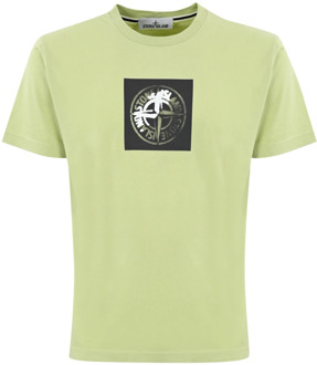 Logo Print Katoenen T-shirt Stone Island , Green , Heren - 2Xl,M,S,3Xl