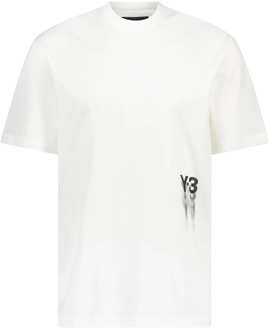 Logo Print Katoenen T-Shirt Y-3 , White , Heren - L,M