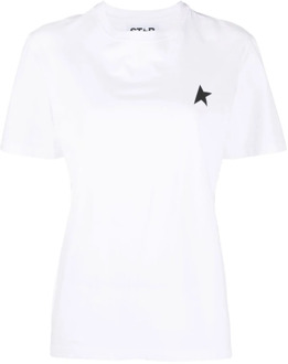 Logo-Print Korte Mouwen T-Shirt Golden Goose , White , Dames - S,Xs