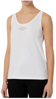 Logo Print Mouwloze T-shirts en Polos Elisabetta Franchi , White , Dames - L,M,S,Xs
