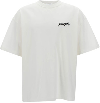 Logo Print T-shirt en Polo in Wit Purple Brand , White , Heren - Xl,M,S