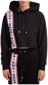 Logo streep bijgesneden hoodie Gcds , Black , Dames - L,M,S,Xs