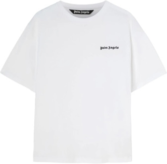 Logo Wit T-shirt met Zak Palm Angels , White , Heren - 2Xl,Xl,L,M,S,Xs