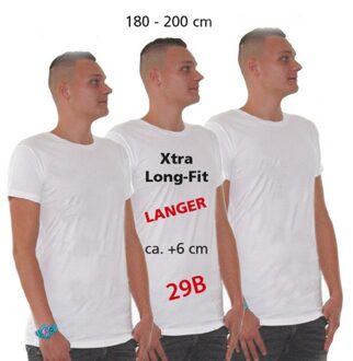 Logostar Set van 3x stuks extra lang t-shirts wit heren - ondershirts 100% katoen, maat: M