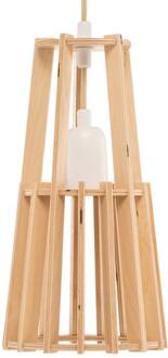 Lohr hanglamp, hout, kegelvormig Ø 16cm natuurkleuren, wit