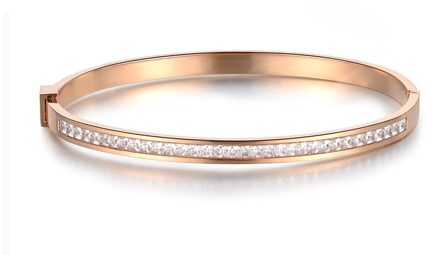 Lokaer Classic Titanium Staal Rose Goud Kleur Armbanden En Armbanden Luxe Zirconia Wedding Bangle Sieraden Voor Vrouwen B18047