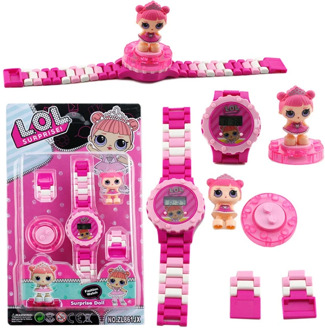 lol surprise children's cartoon rotating building block watch anime doll DIY assembled puzzle electronic toy table girls watch