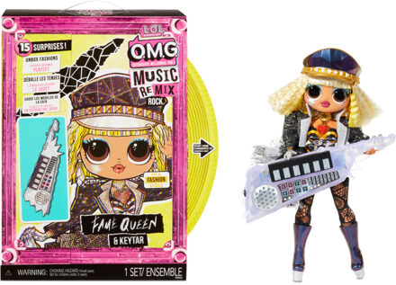 Lol surprise omg remix rock- fame queen en keytar - modepop 24cm Multikleur