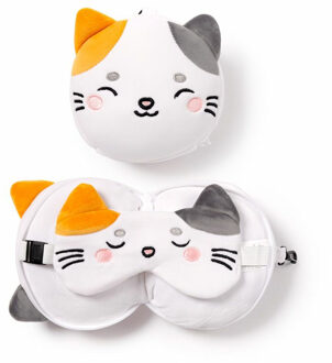 Lola de Kat knuffel/reiskussen/slaapmasker - 2-in-1 set - voor kinderen